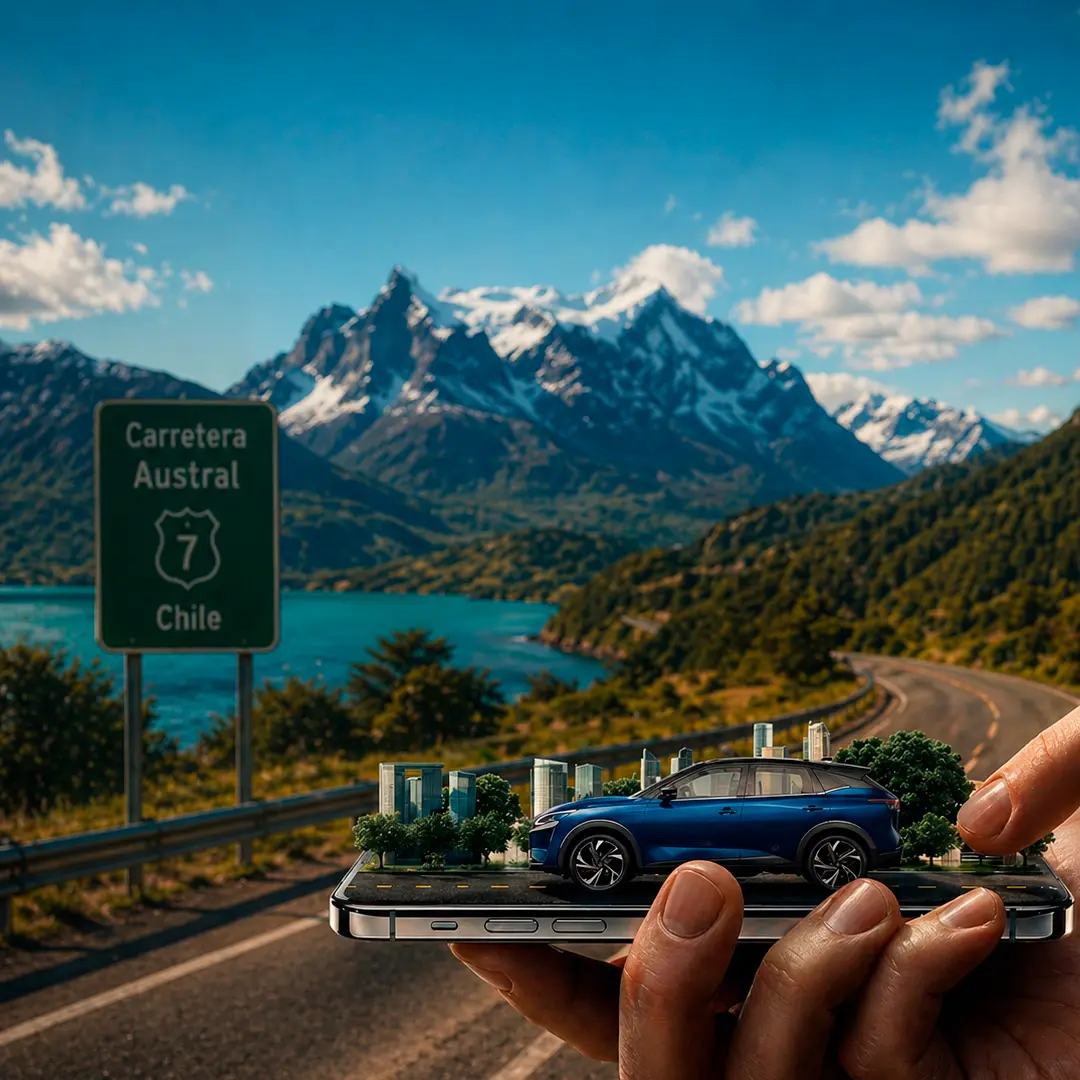 Vehículo conectado con GO GPS en la Carretera Austral