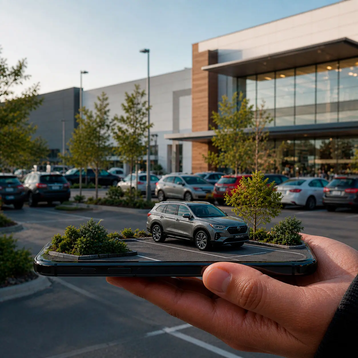 Vehículo monitoreado con GO GPS en un estacionamiento